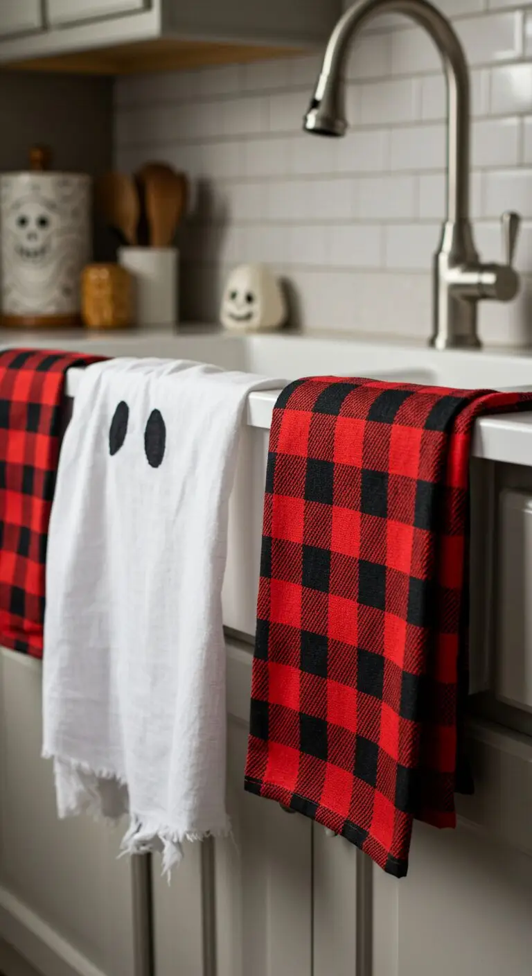 13 Halloween Decor Ideas for Your Kitchen to Set the Spooky Mood 9 Play with Halloween-Themed Rugs and Towels