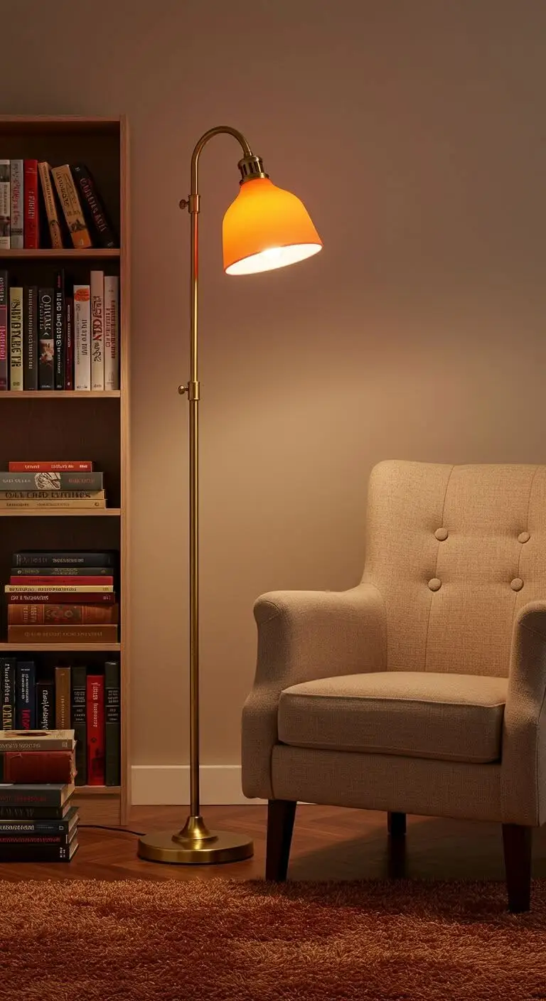 15 Bright and Stylish Orange Living Room Decor Ideas 7 6. Add Orange-Lit Lamps