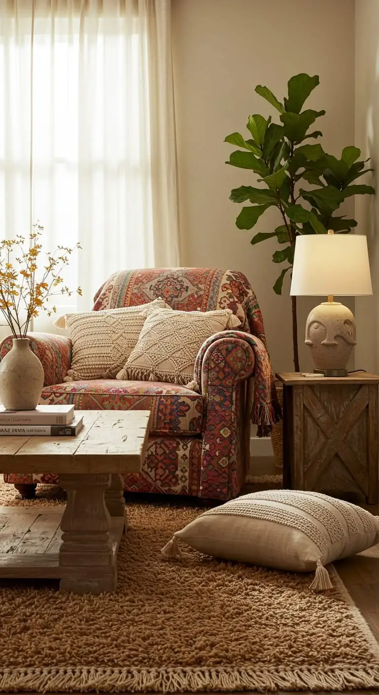 13 Boho Entry Way Ideas to Welcome Guests in Style 9 6. Cozy Seating Area