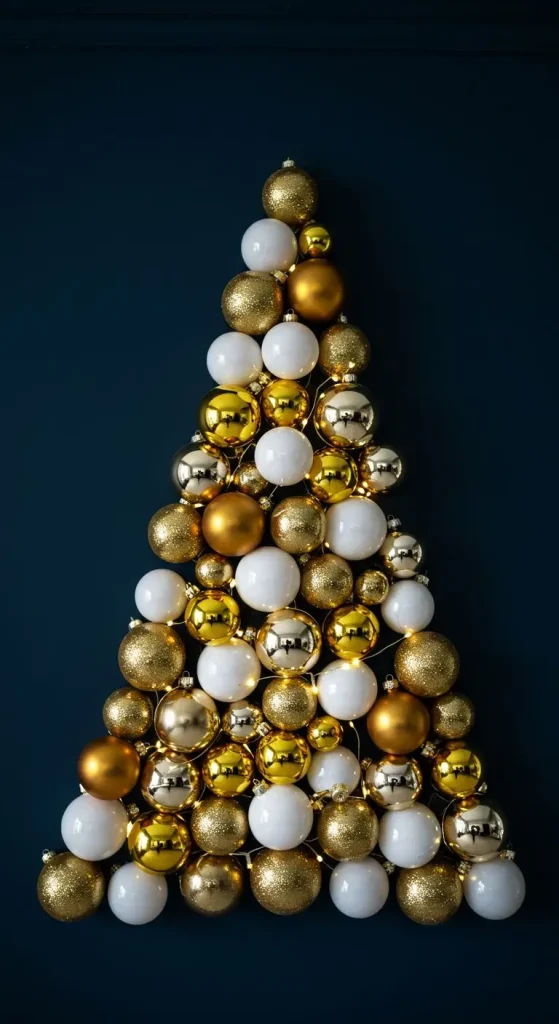 13 Creative Christmas Living Room Wall Decor Ideas 8 6. Craft a DIY Ornament Wall