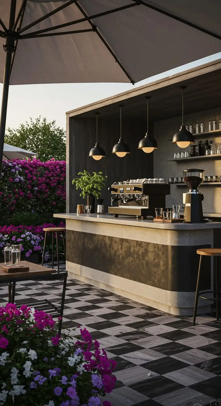 15 Stylish Coffee Bar Ideas for Every Home 8 6. Design a Patio Coffee Bar for Outdoor Sips