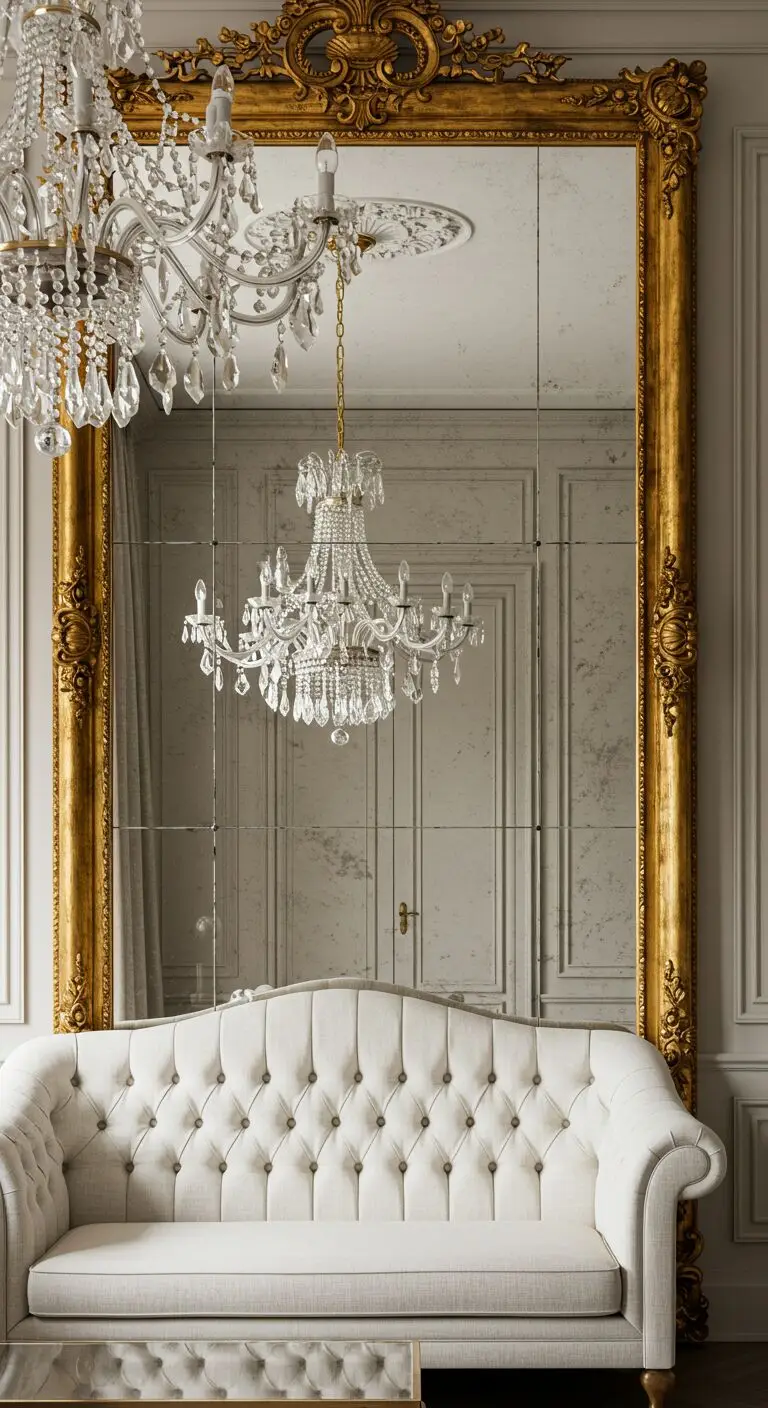 13 Elegant Luxury Living Room Ideas for a High-End Look 7 6. Elegant Mirrors for Space and Freedom