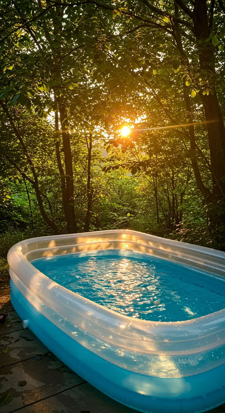 15 Creative Shade Ideas for Inflatable Pools to Stay Cool 8 6. Layered Botanicals