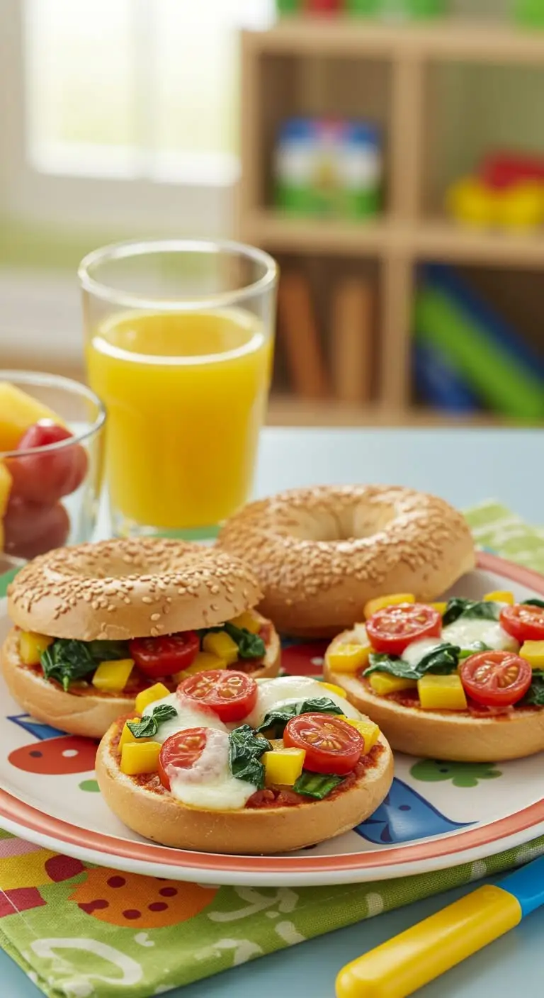11 Easy and Healthy Homeschool Lunch Ideas 9 6. Mini Veggie & Cheese Pizza Bagels