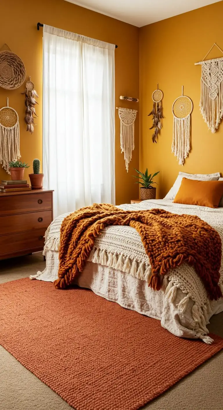 11 Best Boho Bedroom Paint Colors for a Relaxing Space 8 6. Mustard Yellow
