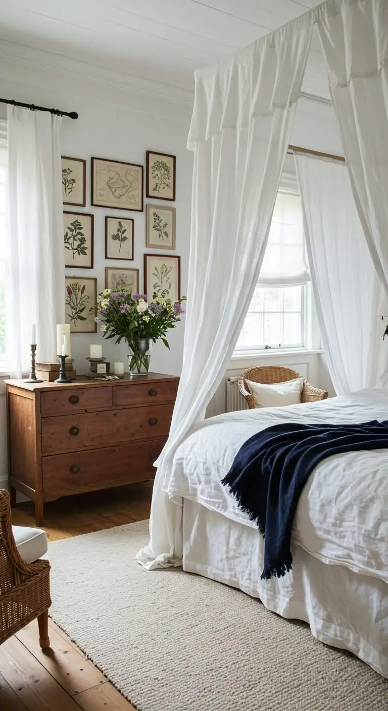 13 Elegant Blue and White Bedroom Ideas 8 6. Navy and White Classic
