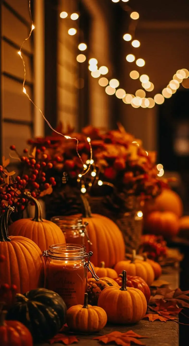 11 Ways to Create a Cozy Pumpkin Spice Ambiance 8 6. Soft Glow with String Lights