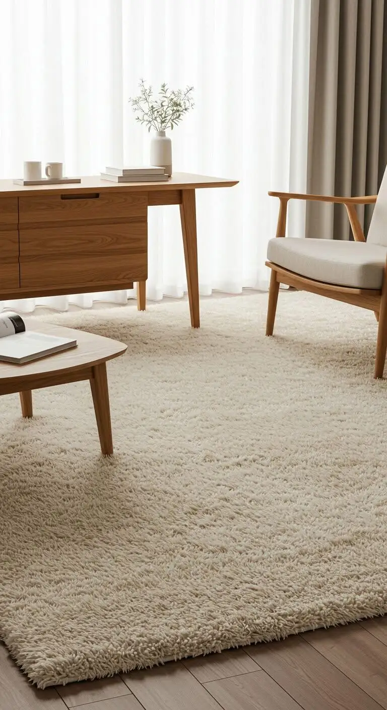 15 Minimalist Scandinavian Living Room Ideas to Try 9 7. Anchor with an Area Rug
