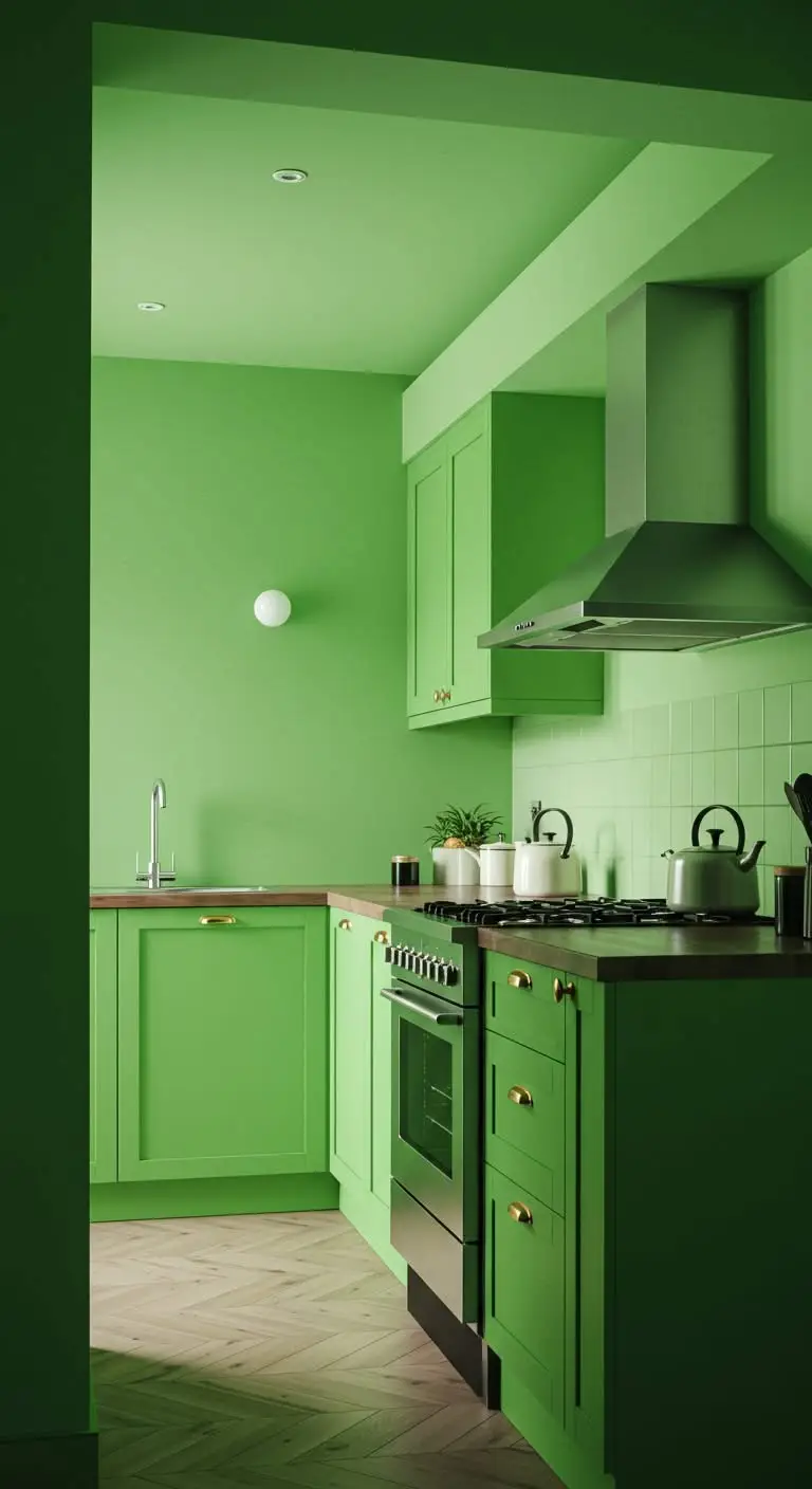 13 Fresh Green Kitchen Paint Ideas for a Natural Look 9 7. Pale Pistachio Ceiling