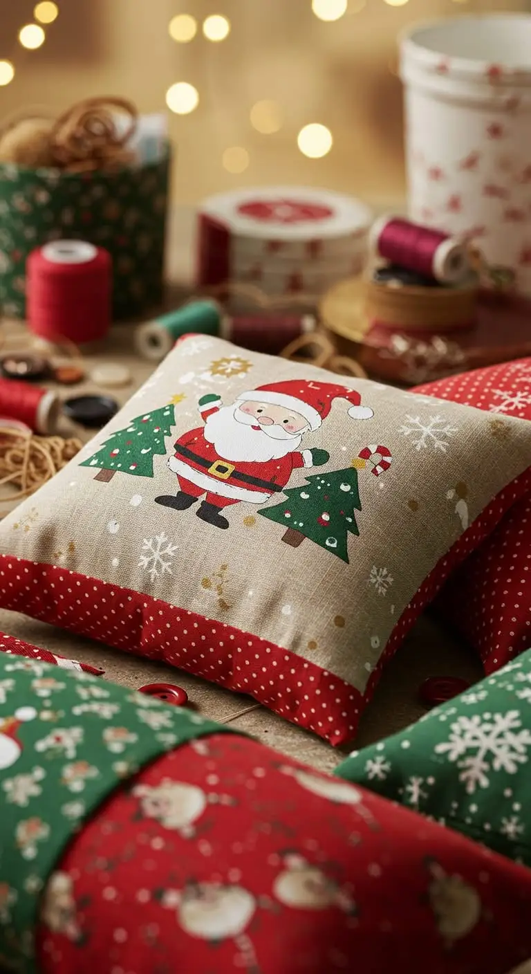 15 DIY Holiday Pillows to Add Festive Cheer 11 7. Reversible Festive Pillows