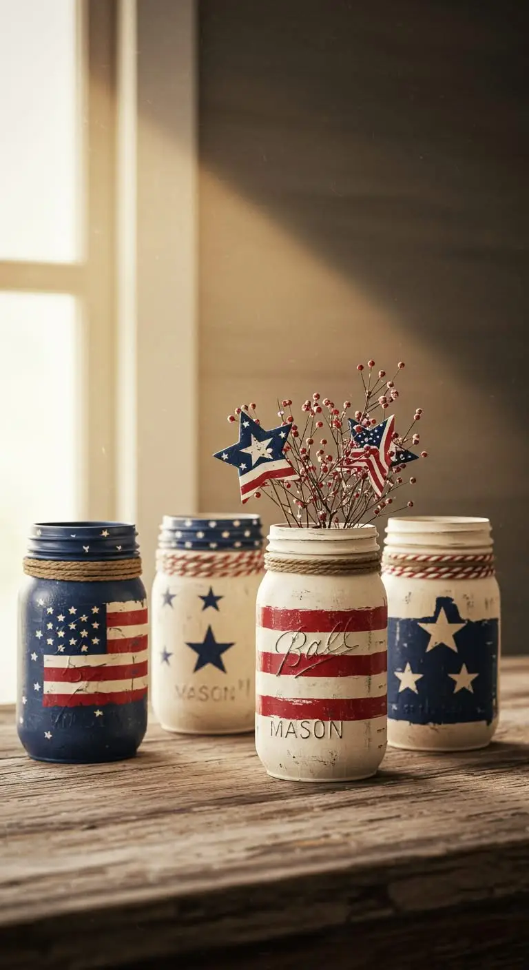 11 Vintage Americana Home Decor Ideas for a Nostalgic Touch 9 7. Upcycle Mason Jars