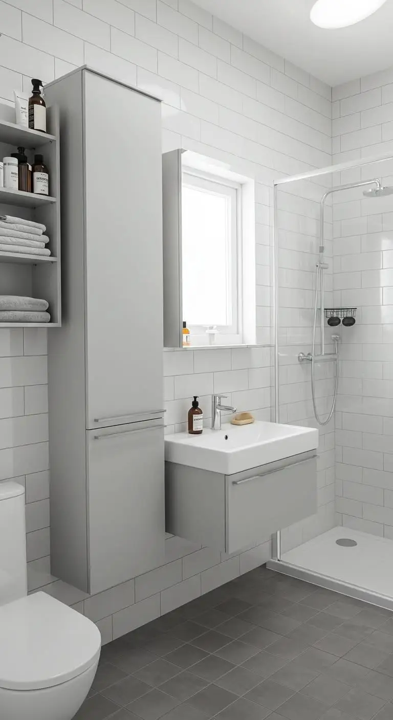 11 Small Bathroom Remodels That Maximize Space 10 7. Vertical Storage Solutions