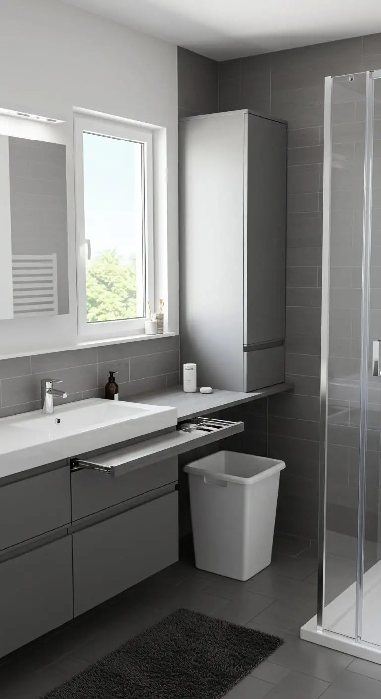 11 Small Bathroom Remodels That Maximize Space 11 8. Add Multi-Functional Furniture