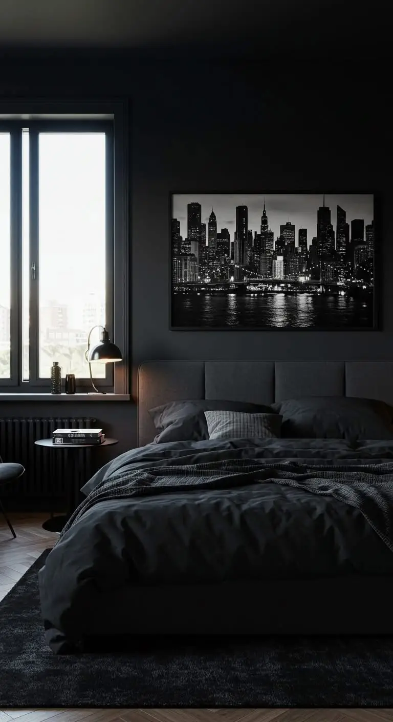 15 Bold and Stylish Black Bedroom Ideas 10 8. Incorporate Black Artwork
