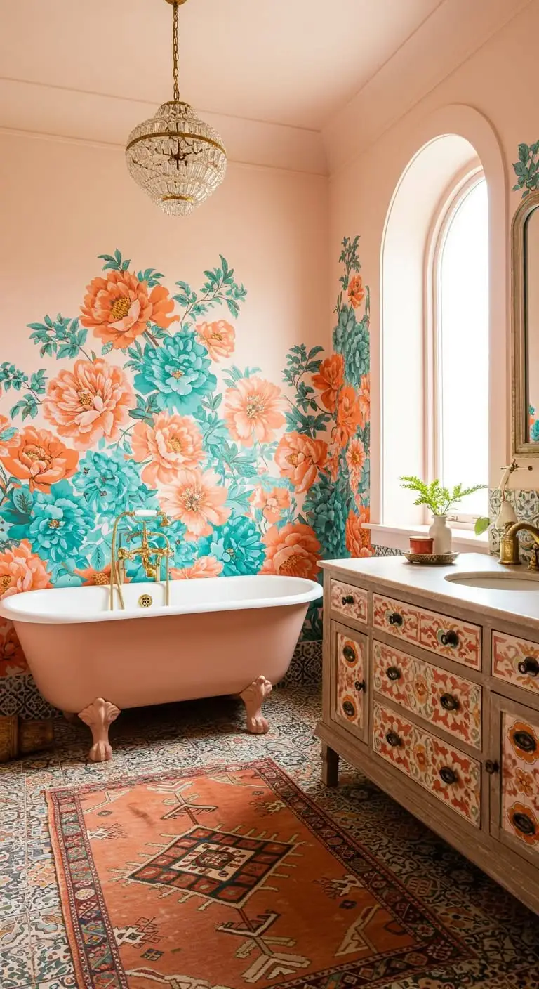 11 Boho Bathroom Ideas for a Relaxing and Stylish Look 10 8. Play Around with Patterns