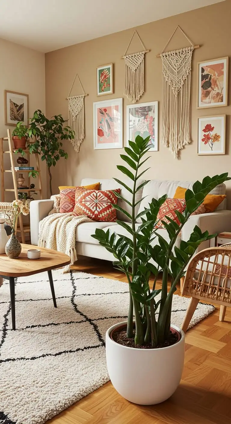 11 Best Boho Living Room Plants for a Lush Indoor Jungle 10 8. ZZ Plant - The Glossy Statement