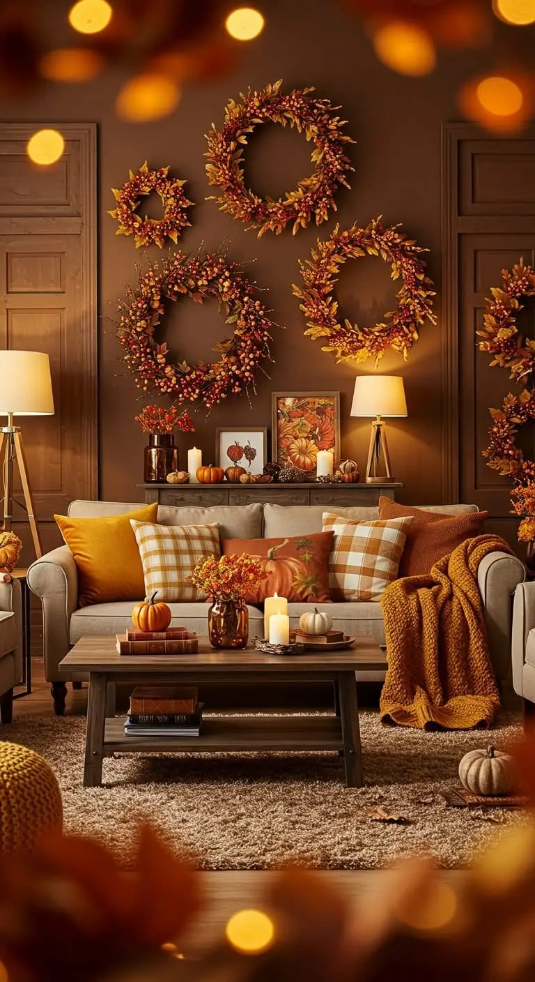 11 Ways to Create a Cozy Pumpkin Spice Ambiance 11 9. Accent with Autumn Wreaths