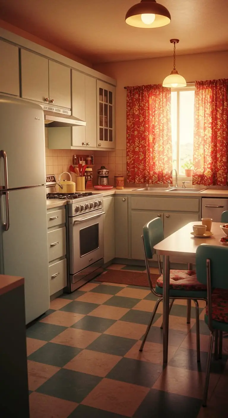 13 Perfect 1950s Kitchen Ideas for a Retro Touch 13 9. Curtains and Fabrics