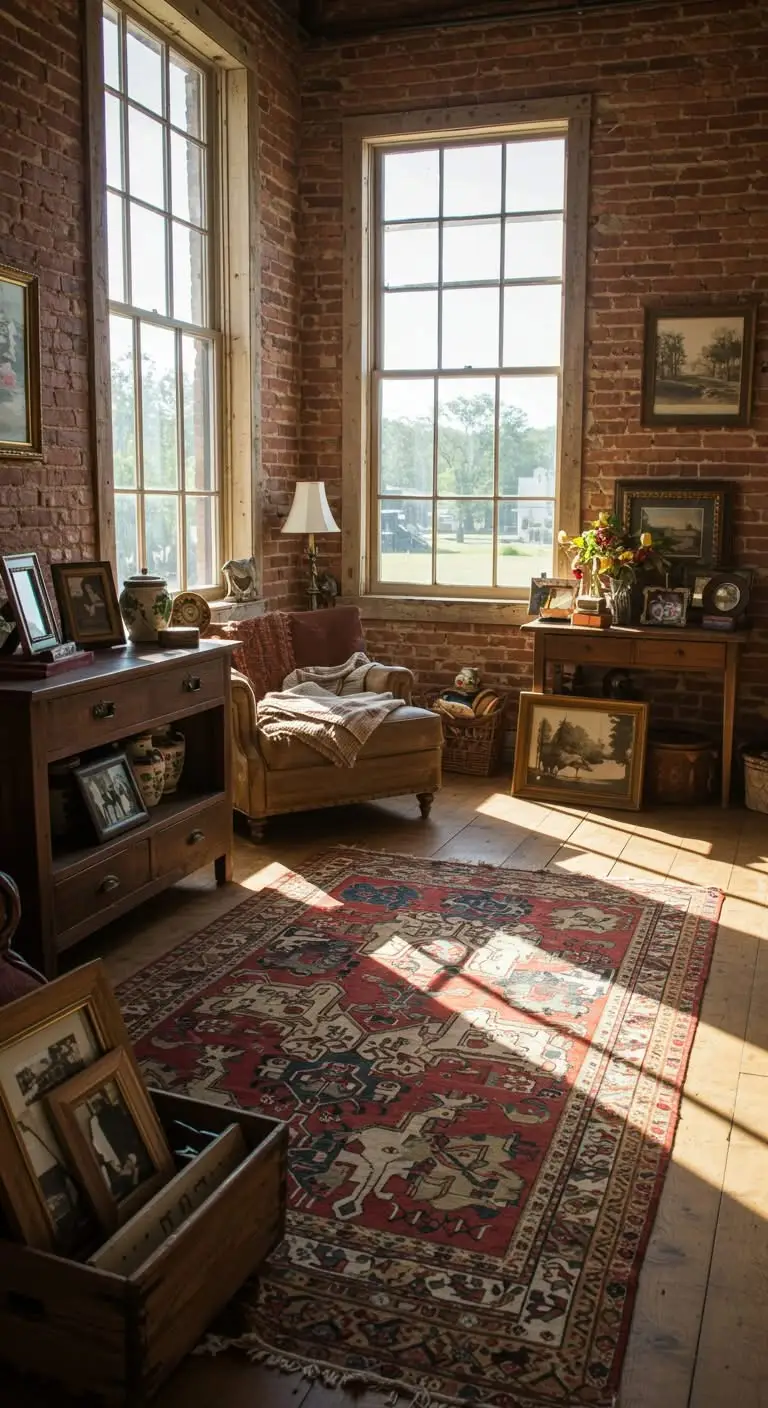 11 Vintage Americana Home Decor Ideas for a Nostalgic Touch 11 9. Layer Rustic Rugs
