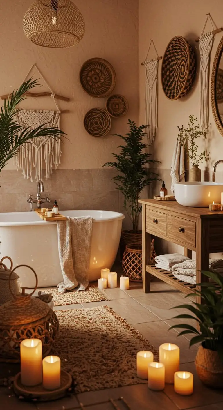 11 Boho Bathroom Ideas for a Relaxing and Stylish Look 11 9. Never Underestimate Candles