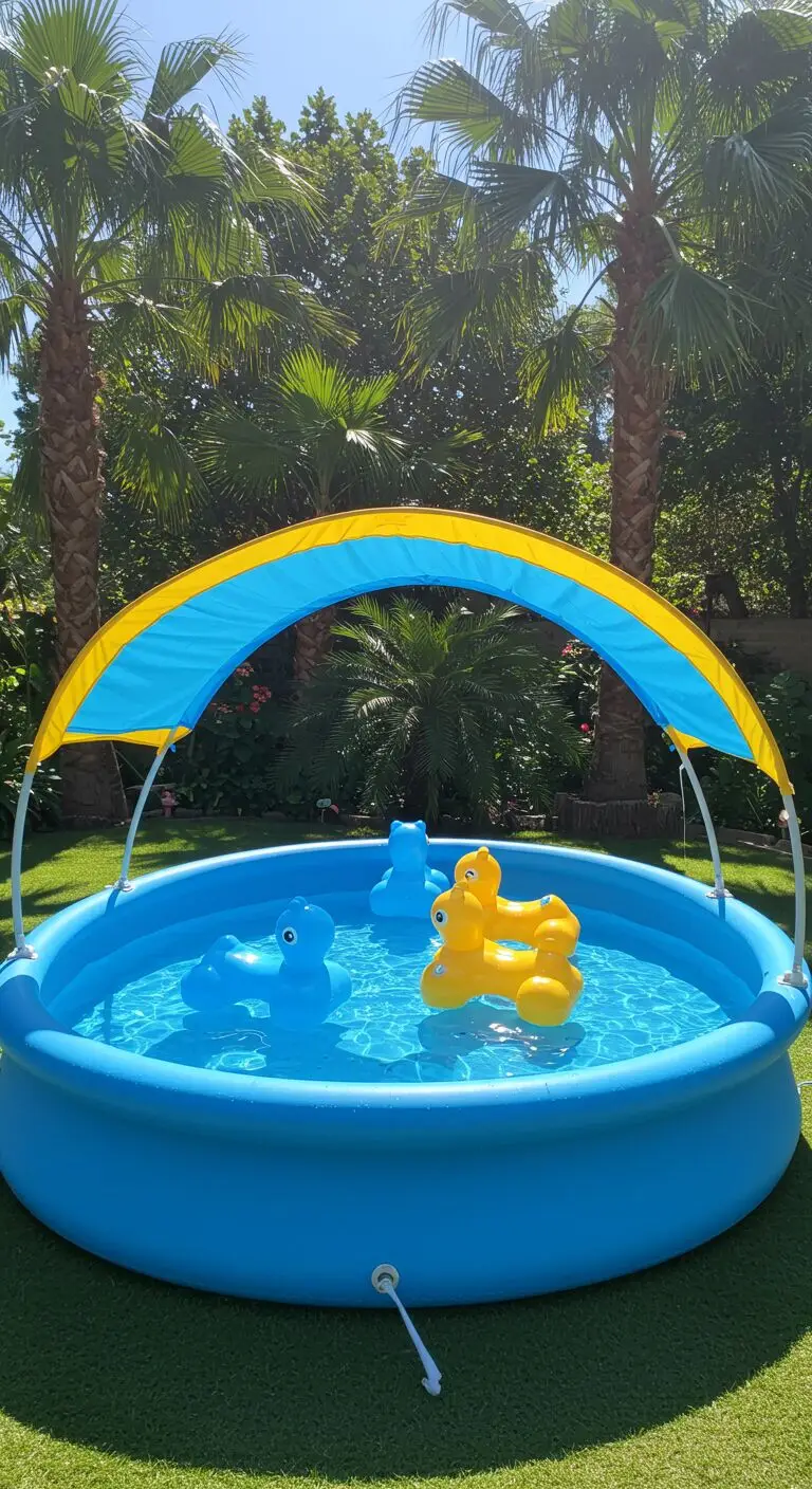 13 Inflatable Pool with Seating for Ultimate Comfort 8 9. Tropical Canopy Pool with Ride-On Seats
