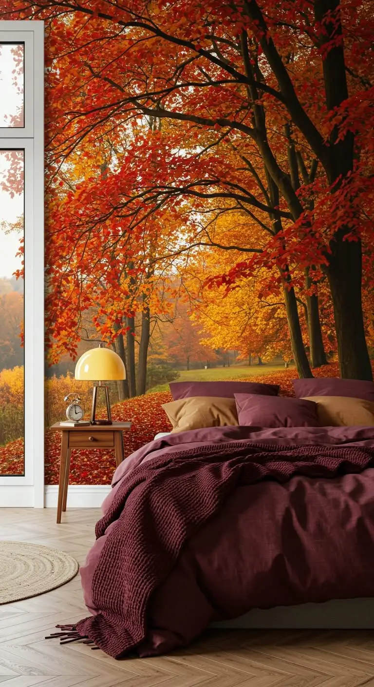 11 Fall Bedroom Ideas for a Warm and Cozy Retreat 11 9. Use Wallpapers or Murals
