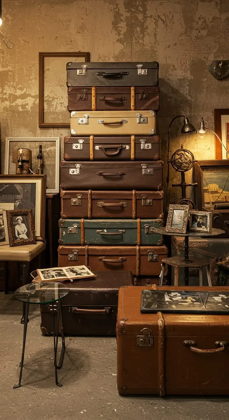 15 Funky Junk Decor Ideas for Upcycled Charm 12 9. Vintage Suitcases Into Storage or Furniture