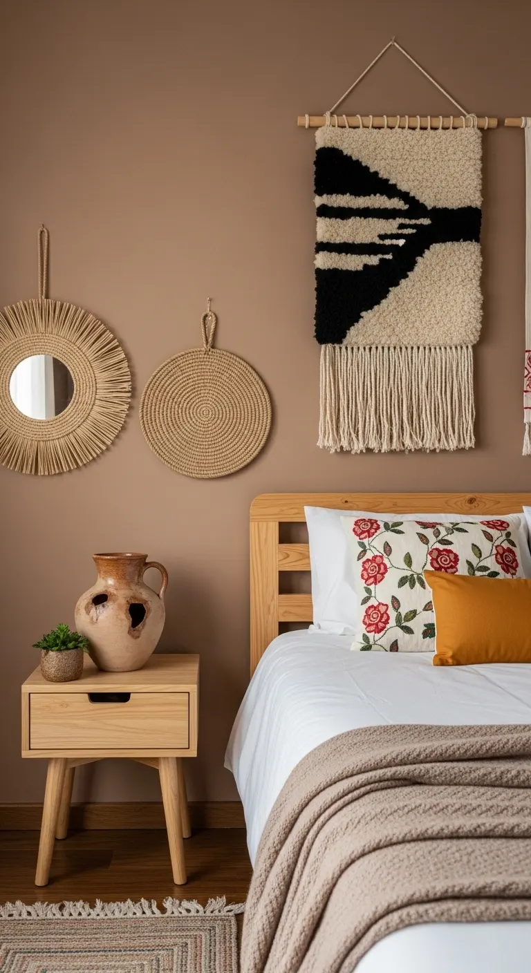 15 Beautiful Earthy Bedroom Decor Ideas for a Natural Look 13 Add Handmade and Artisan Pieces for Unique Earthy Bedroom Decor