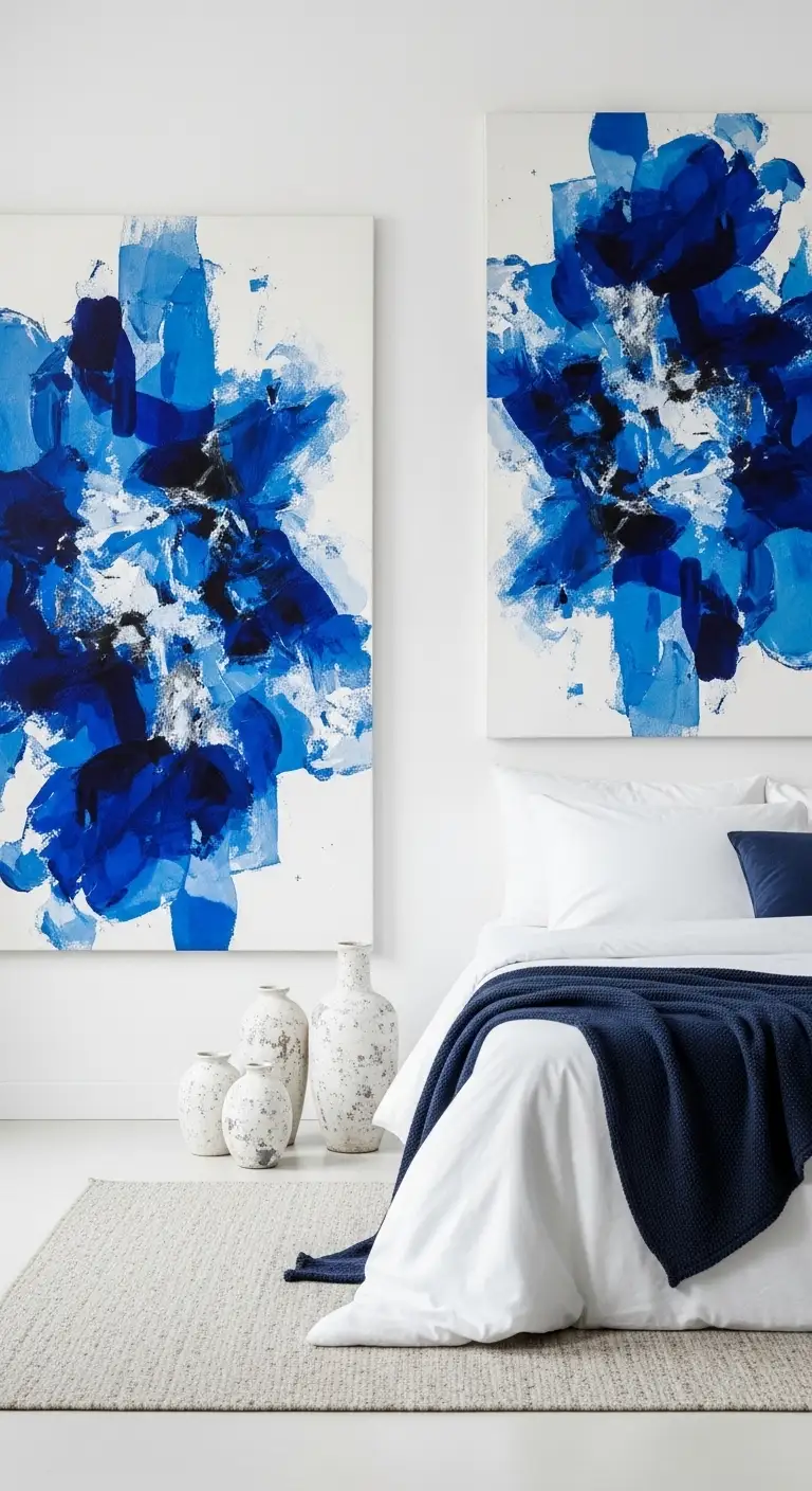 13 Elegant Blue and White Bedroom Ideas 15 Artistic Statement Bedroom
