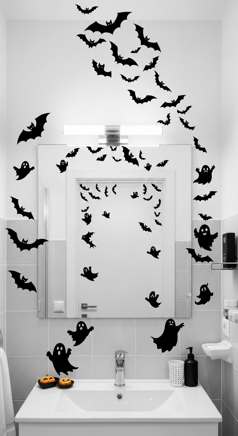 13 Spooky Halloween Bathroom Decor Ideas for a Festive Touch 12 Bat and Ghost Wall Decals