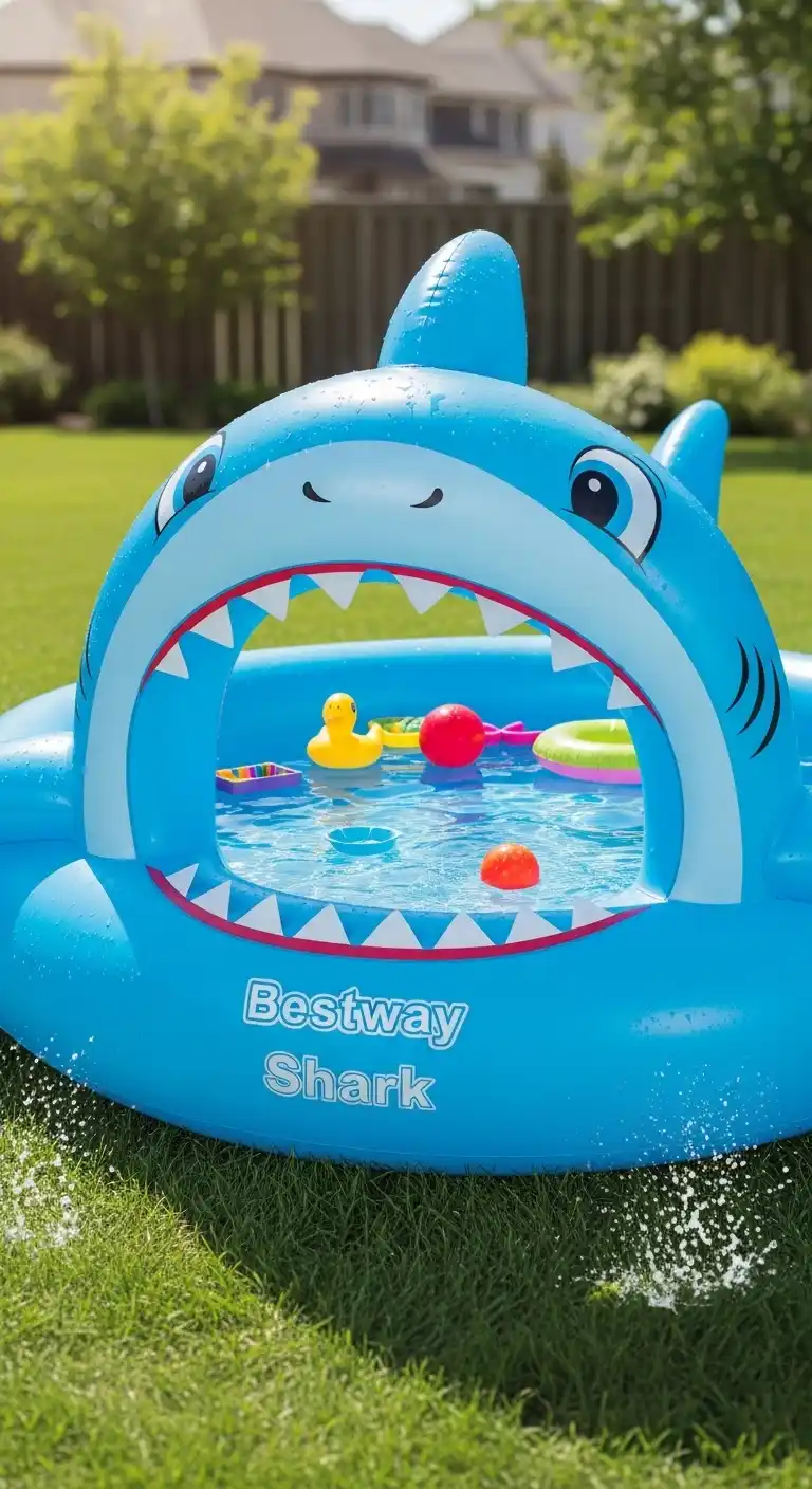17 Best Family-Friendly Inflatable Pools for All Ages 12 Bestway Shark Inflatable Pool