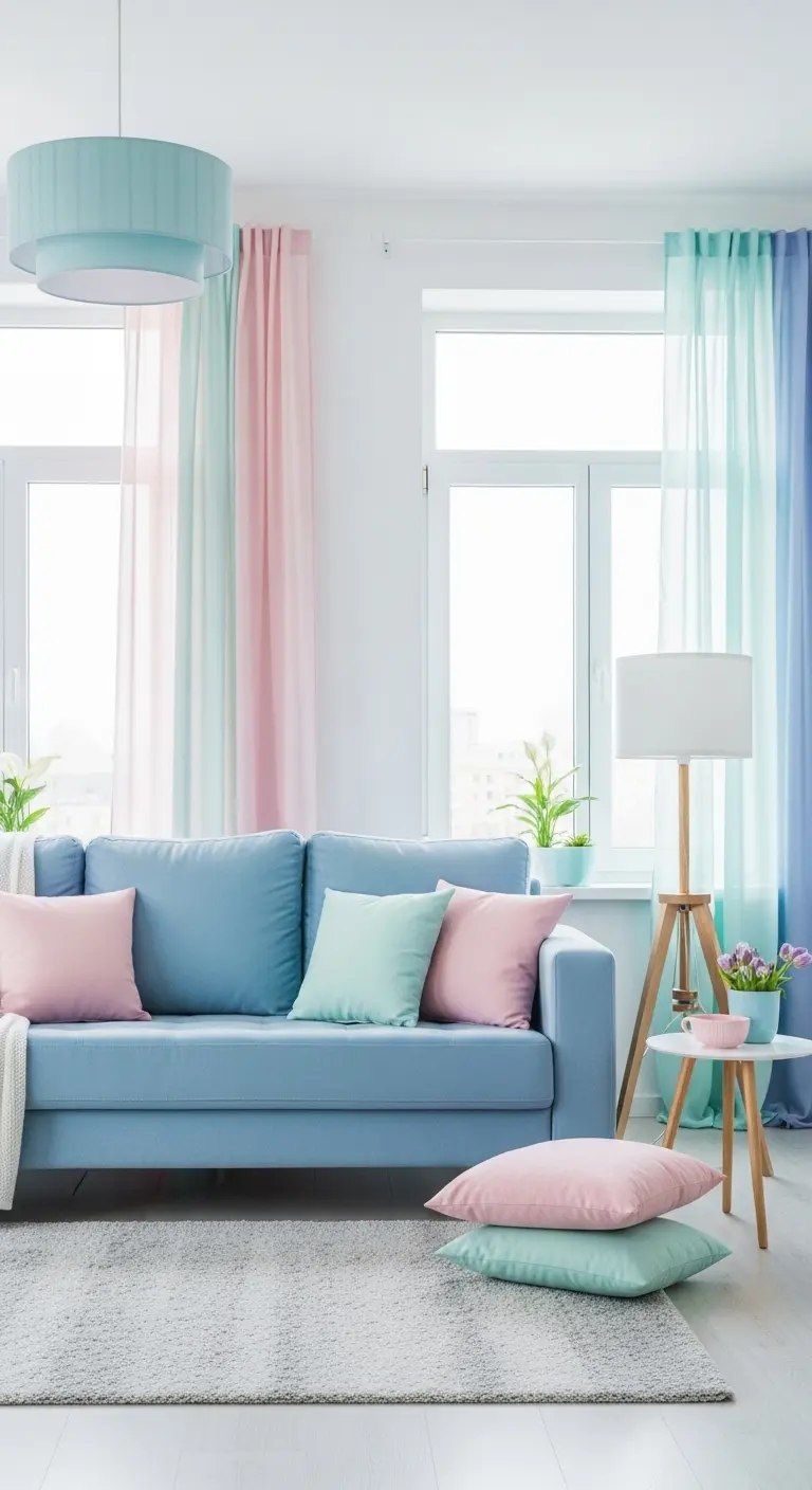 13 Stylish Blue Couch Living Room Ideas for a Pop of Color 11 Bright and Airy Blue Couch Living Room with Pastel Accents