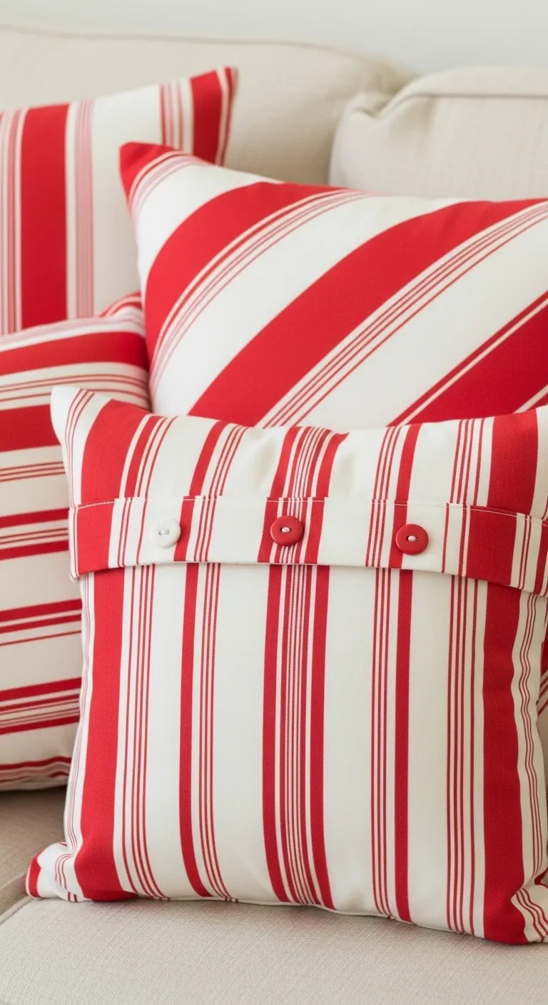15 DIY Holiday Pillows to Add Festive Cheer 14 Candy Cane Stripe DIY Holiday Pillows
