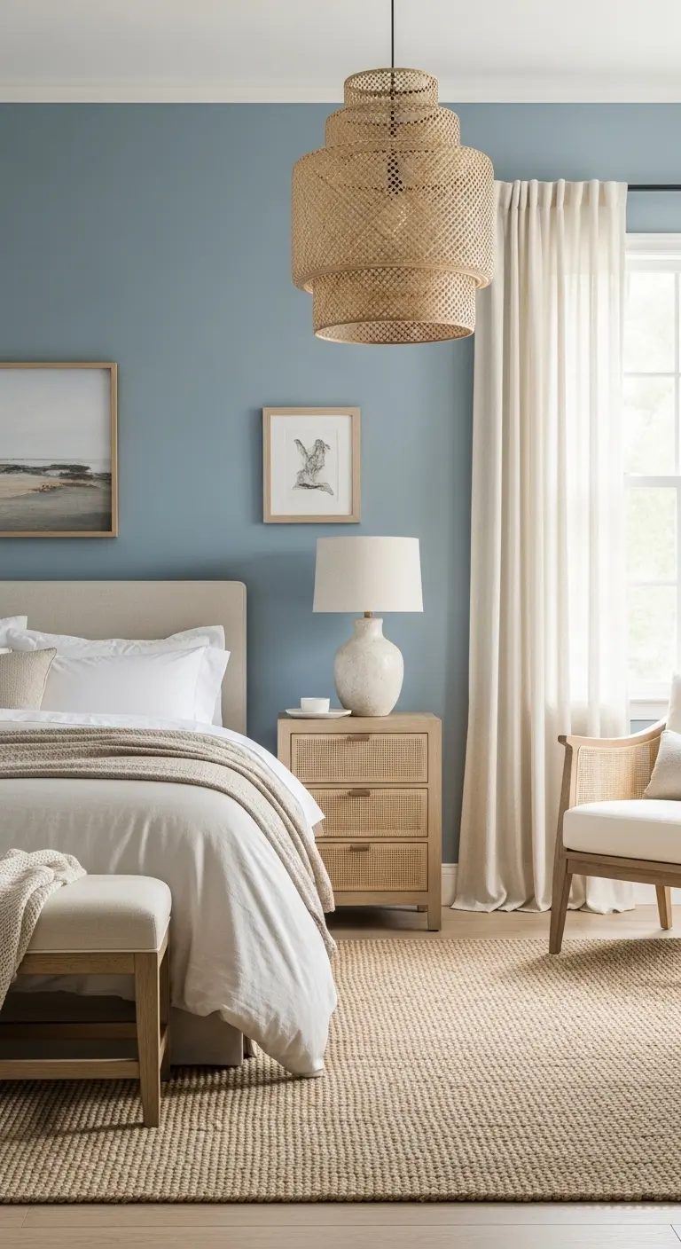 13 Stylish Blue Bedroom Ideas for a Serene Atmosphere 14 Combine Blue with Neutral Layers