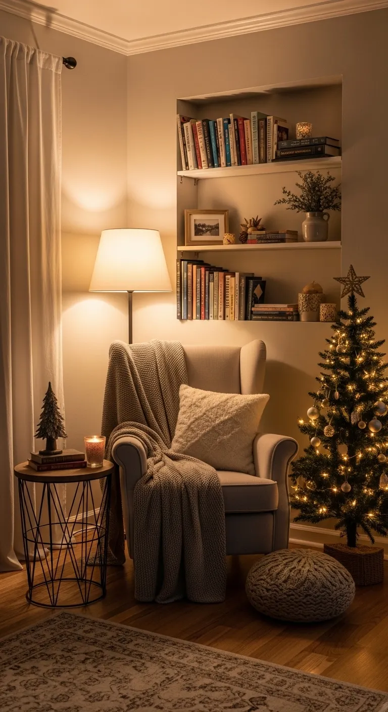 17 Stylish Christmas Living Room Decor Ideas to Try 15 Create a Cozy Reading Corner