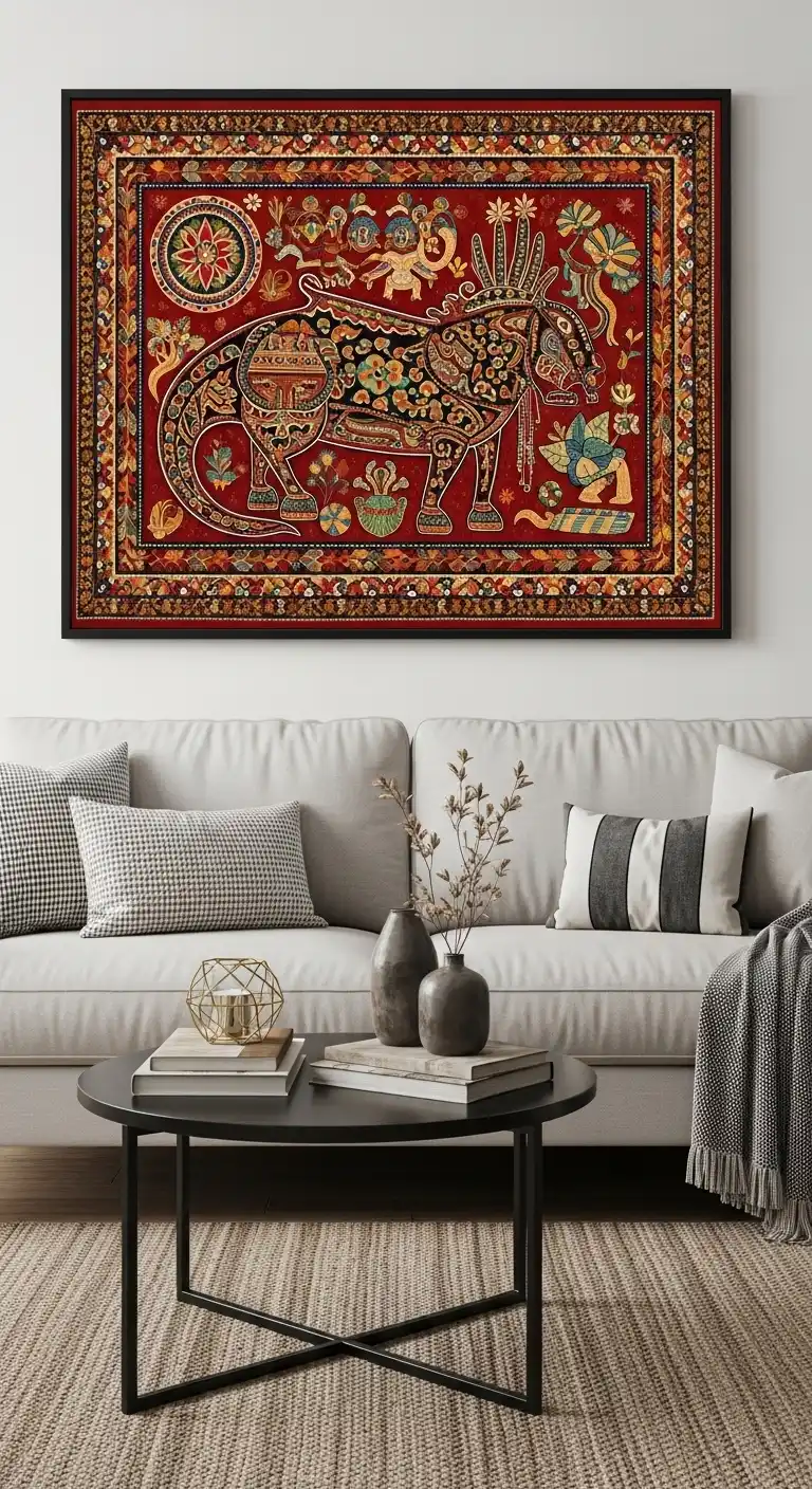 17 Best Wall Art Ideas for a Stunning Living Room Display 12 Cultural and Traditional Art
