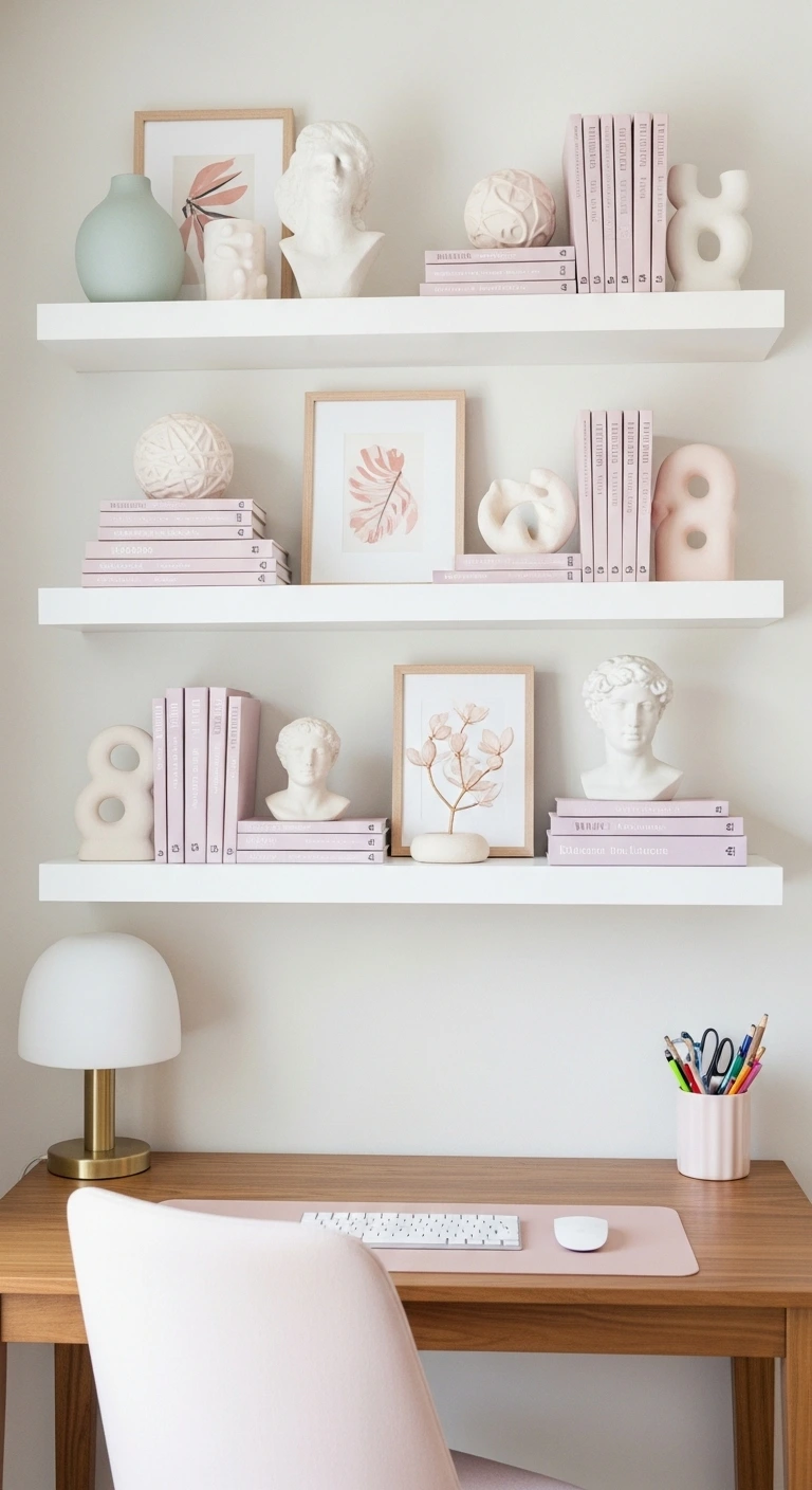 13 Feminine Home Office Ideas for a Chic Workspace 12 Display Meaningful Collections