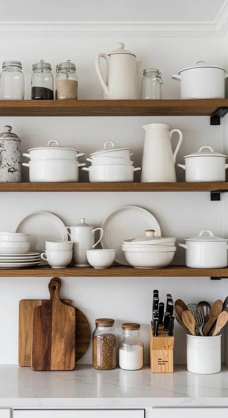 13 Kitchen Open Shelving Ideas for a Chic and Functional Look 13 Display Vintage Collections Using Kitchen Open Shelving