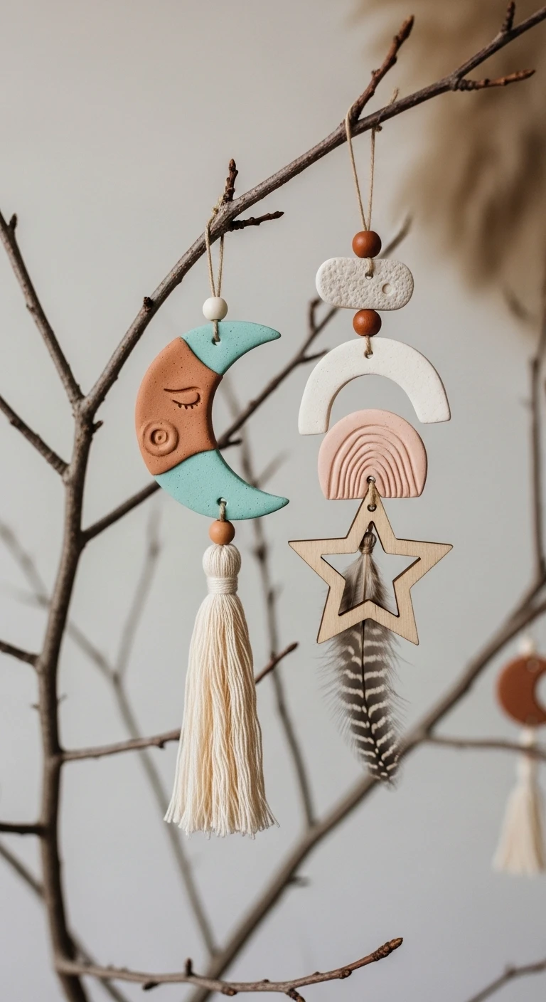 15 Festive Boho Ideas for Christmas Decorating 16 Handmade Clay and Wood Ornaments