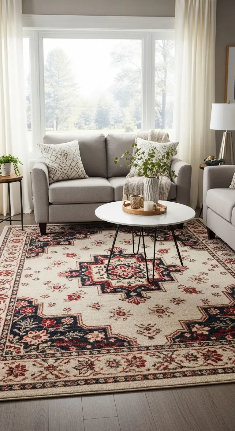 17 Stylish Christmas Living Room Decor Ideas to Try 18 Highlight a Statement Rug