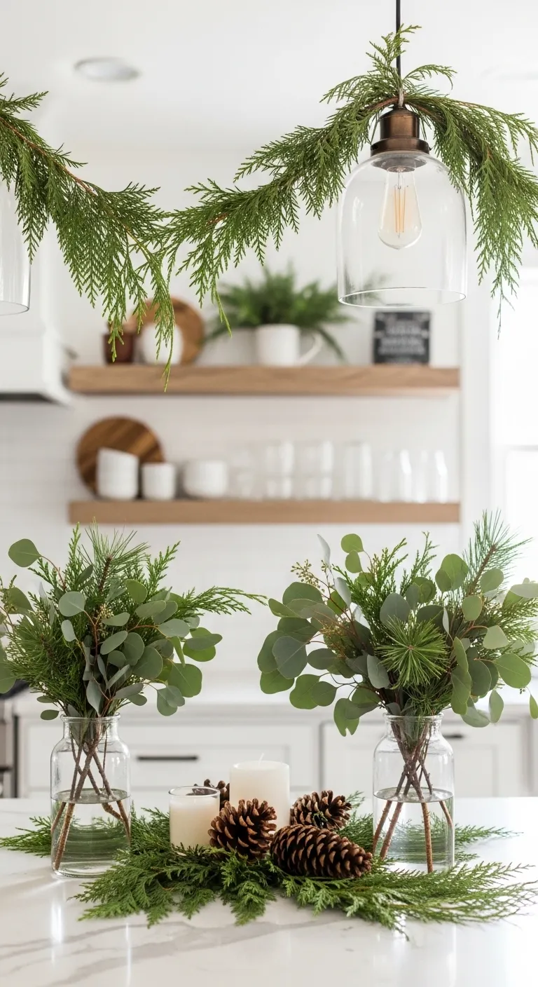 15 Christmas Kitchen Decor Ideas for a Festive Touch 12 Incorporate Natural Greenery