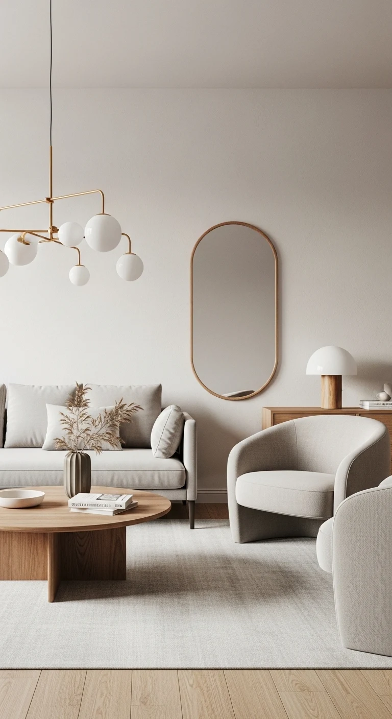 15 Minimalist Scandinavian Living Room Ideas to Try 13 Incorporate Soft Curves to Balance Straight Lines
