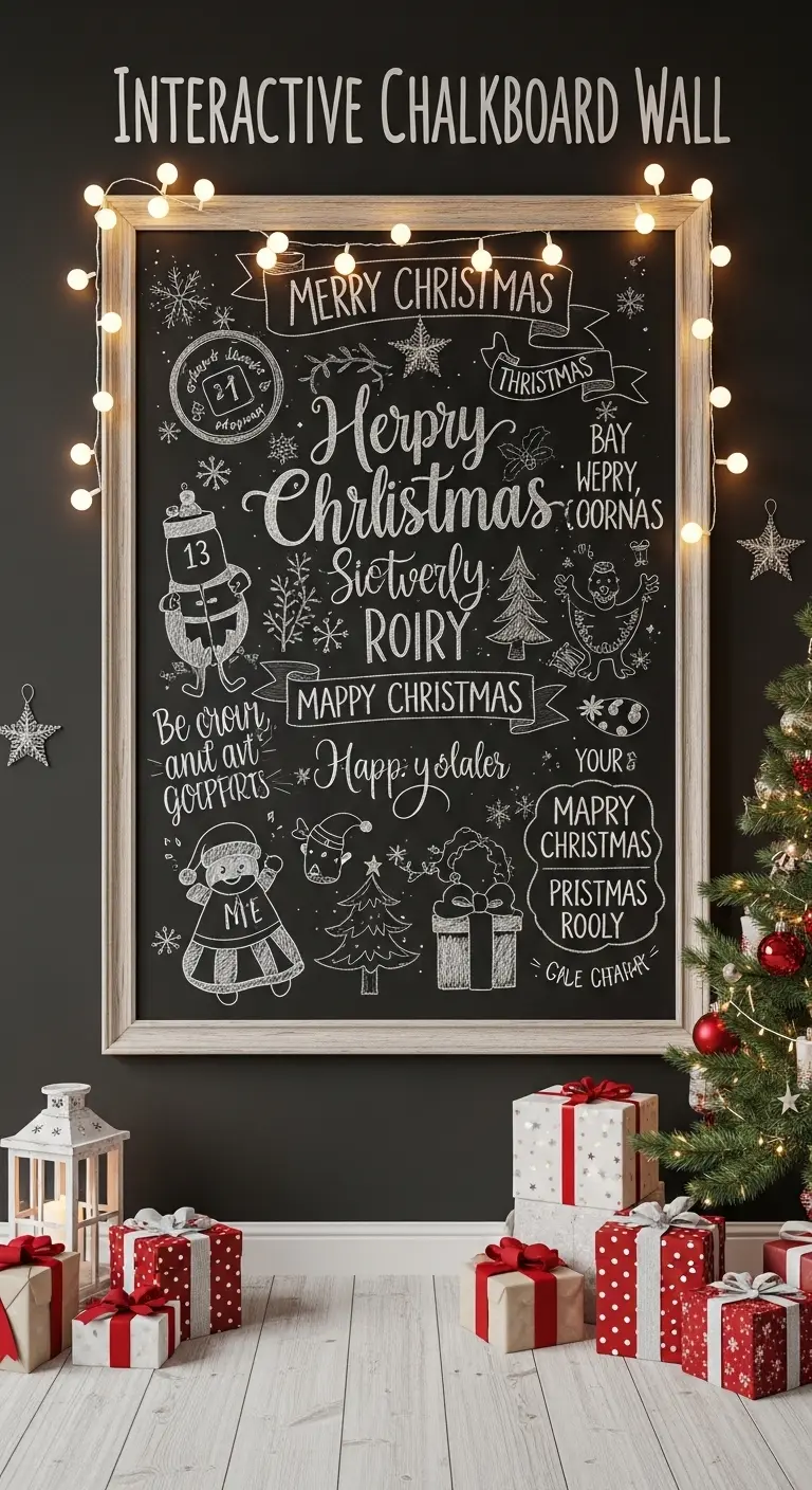 13 Creative Christmas Living Room Wall Decor Ideas 14 Interactive Chalkboard Wall for Creative Christmas Living Room Wall Decor