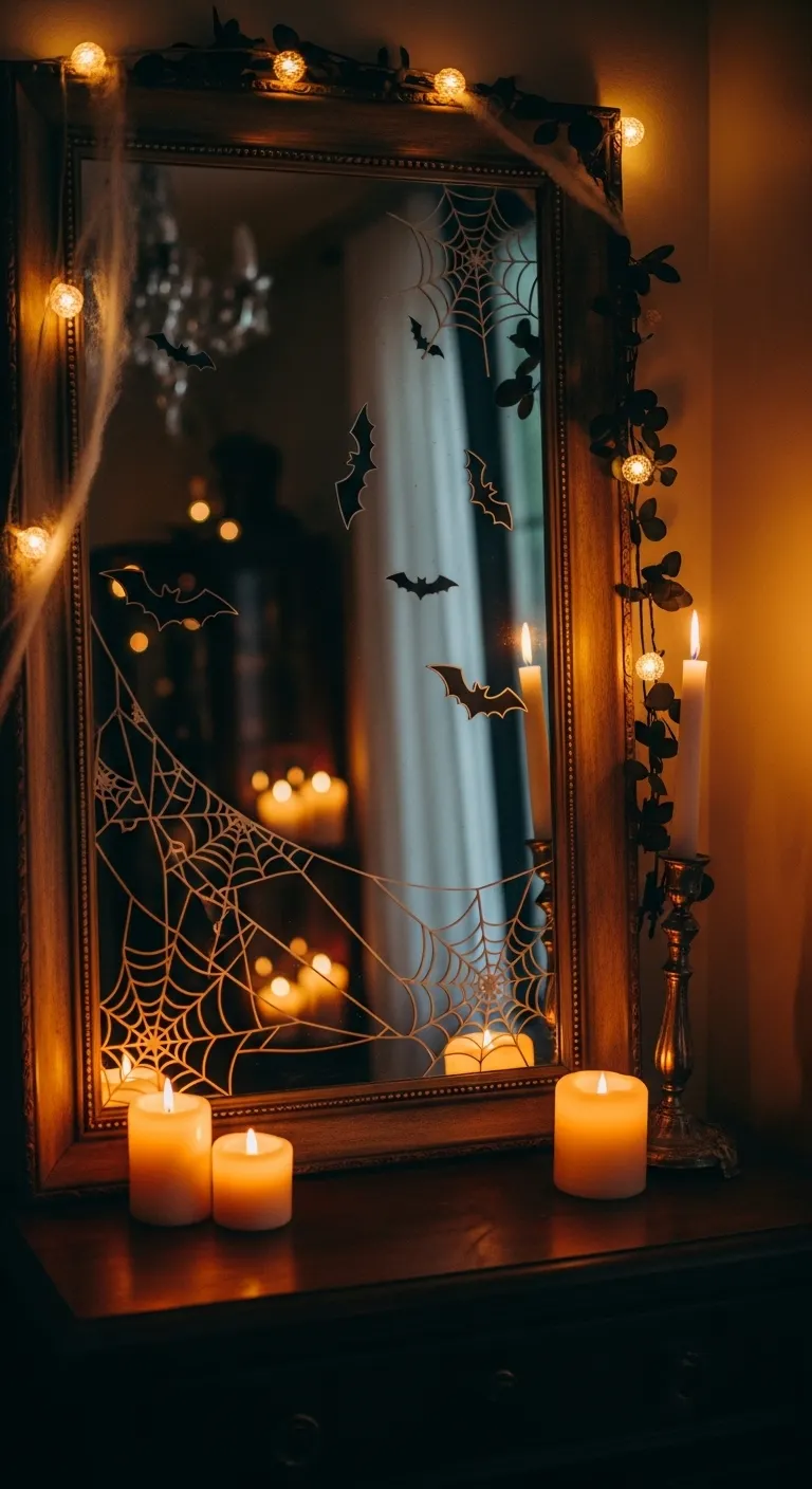 15 Spooky and Fun Halloween Living Room Decor Ideas 14 Introduce Mirrors to Elevate Halloween Living Room