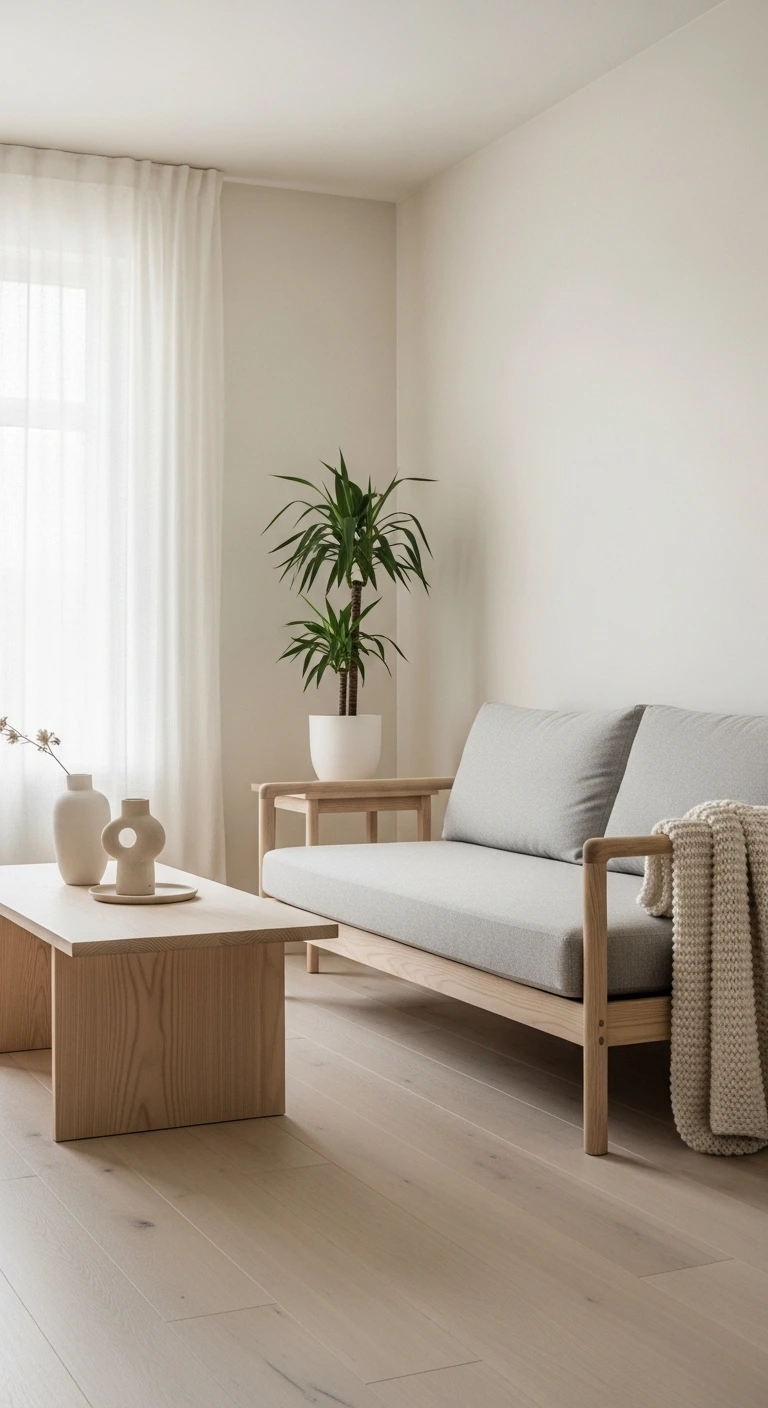 17 Chic Tan Sofa Living Room Ideas for a Neutral Look 16 Introduce Scandinavian Simplicity with Pale Woods