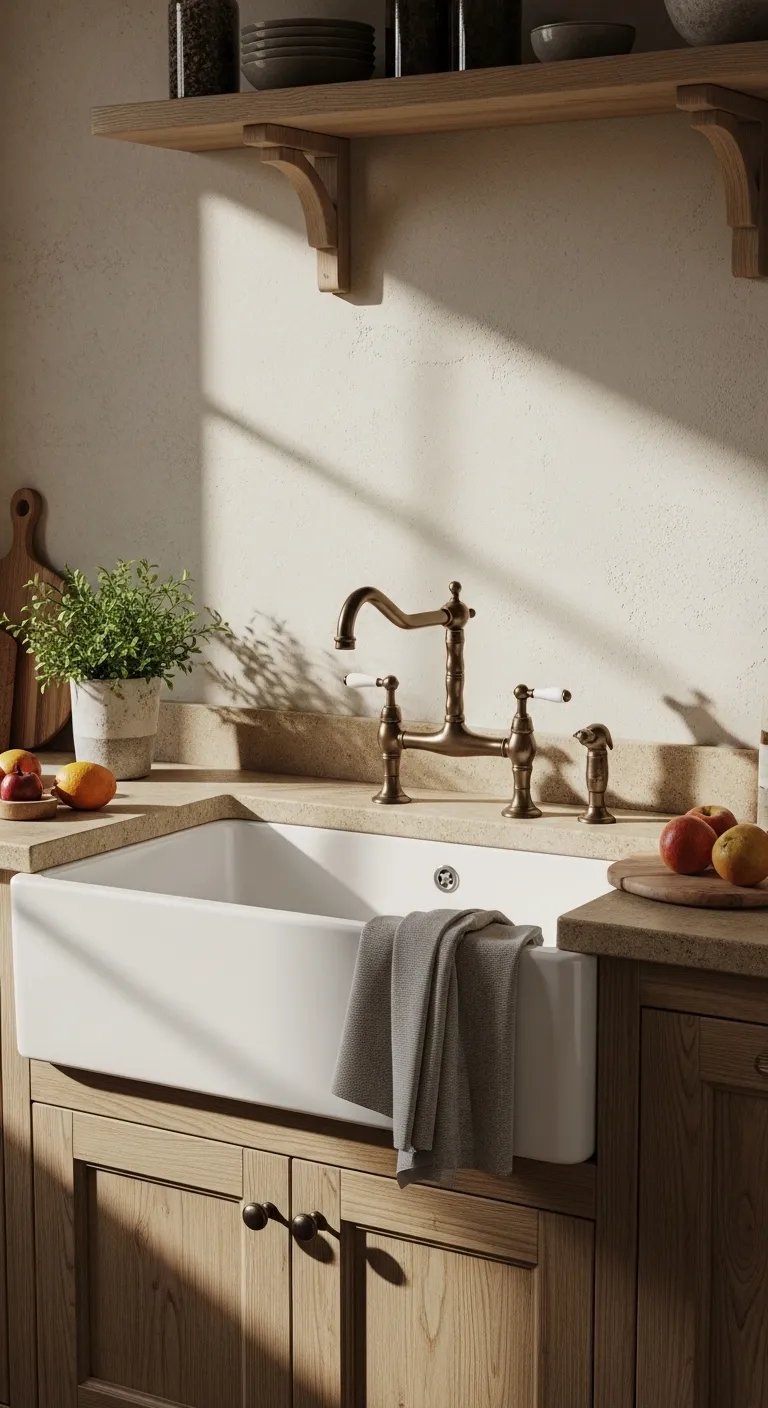 15 Spanish Mediterranean Kitchen Ideas for a Stylish Upgrade 12 Large Farmhouse Sink in Spanish Mediterranean Kitchen