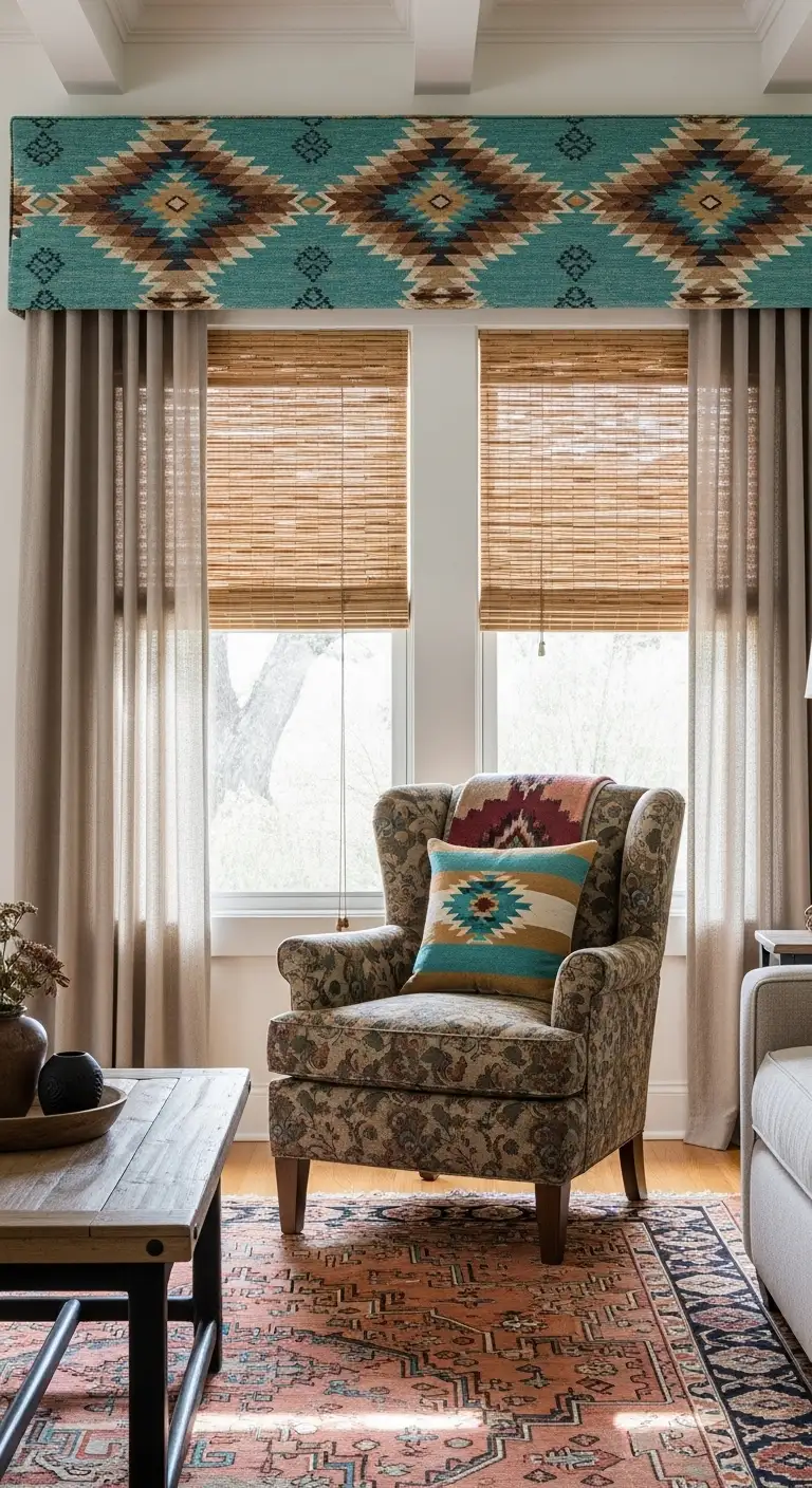 15 Warm and Rustic Southwestern Living Room Ideas 13 Layered Window Treatments