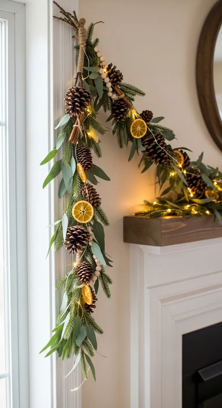 15 Festive Boho Ideas for Christmas Decorating 13 Natural Garland for Doors and Mantels