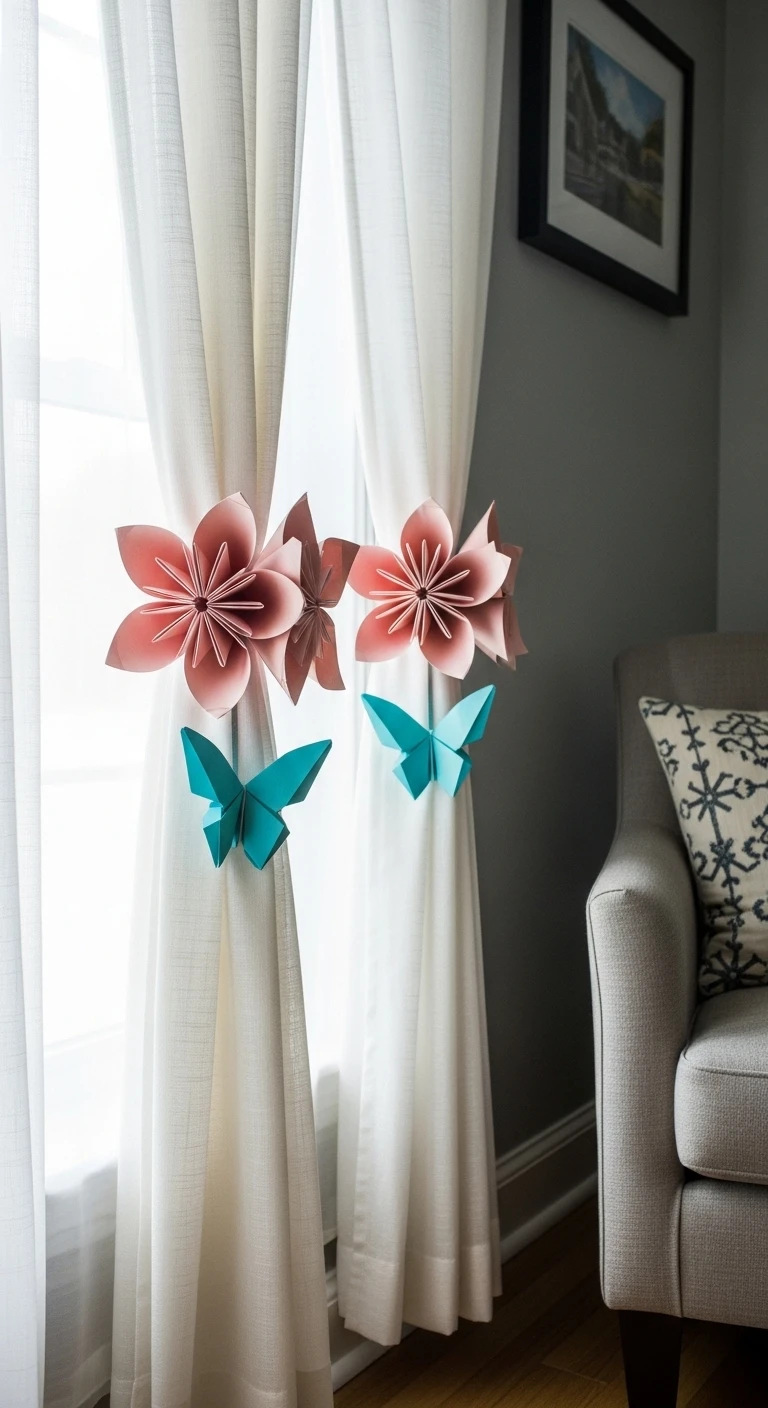 17 Origami Home Decor Ideas for an Artistic Touch 15 Origami Curtain Tiebacks