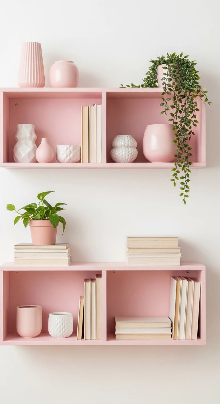 13 Chic Pink Living Room Decor Ideas 13 Pink Shelving and Display Units